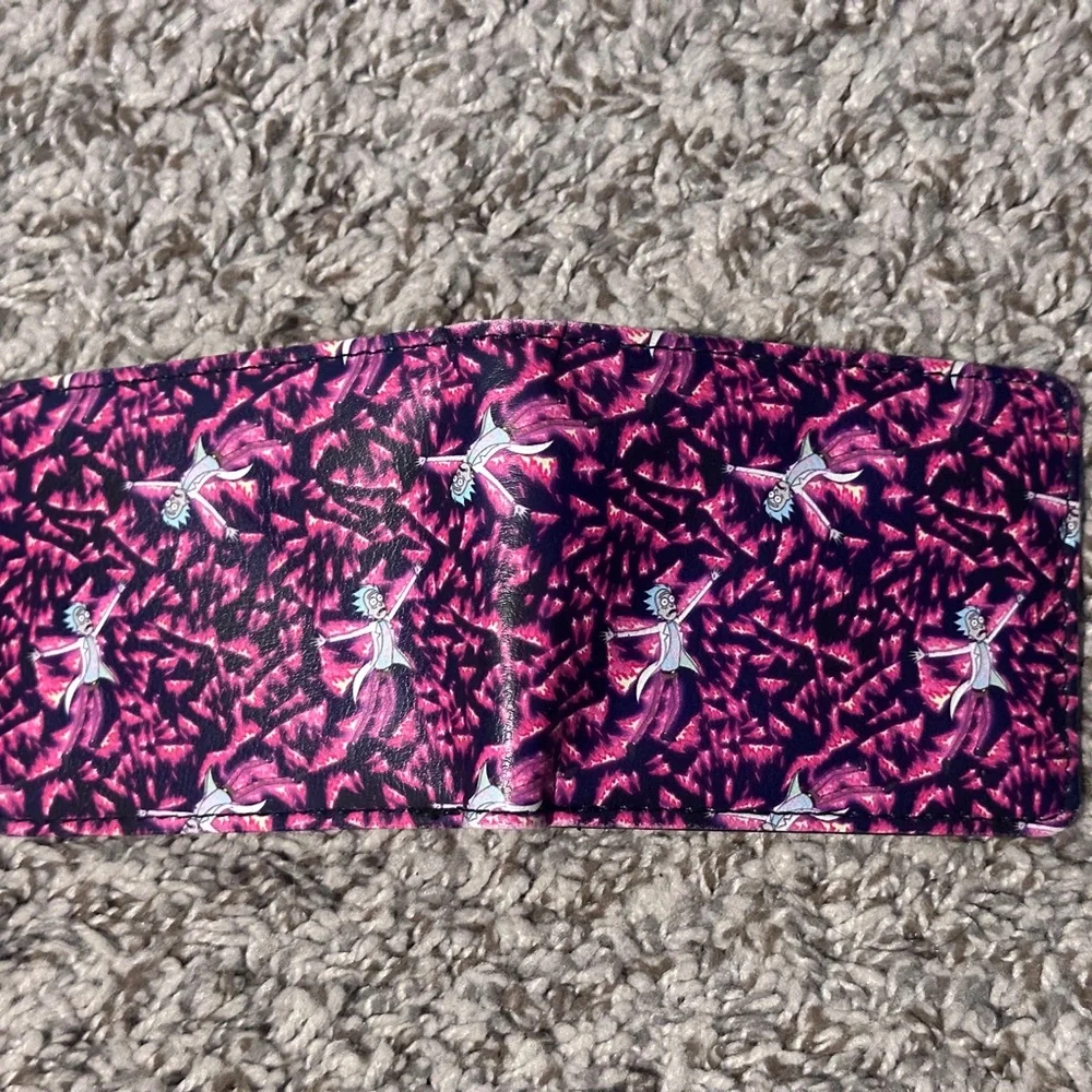 Rick & Morty bifold Wallet Vibrant Pink and Purple Patterned